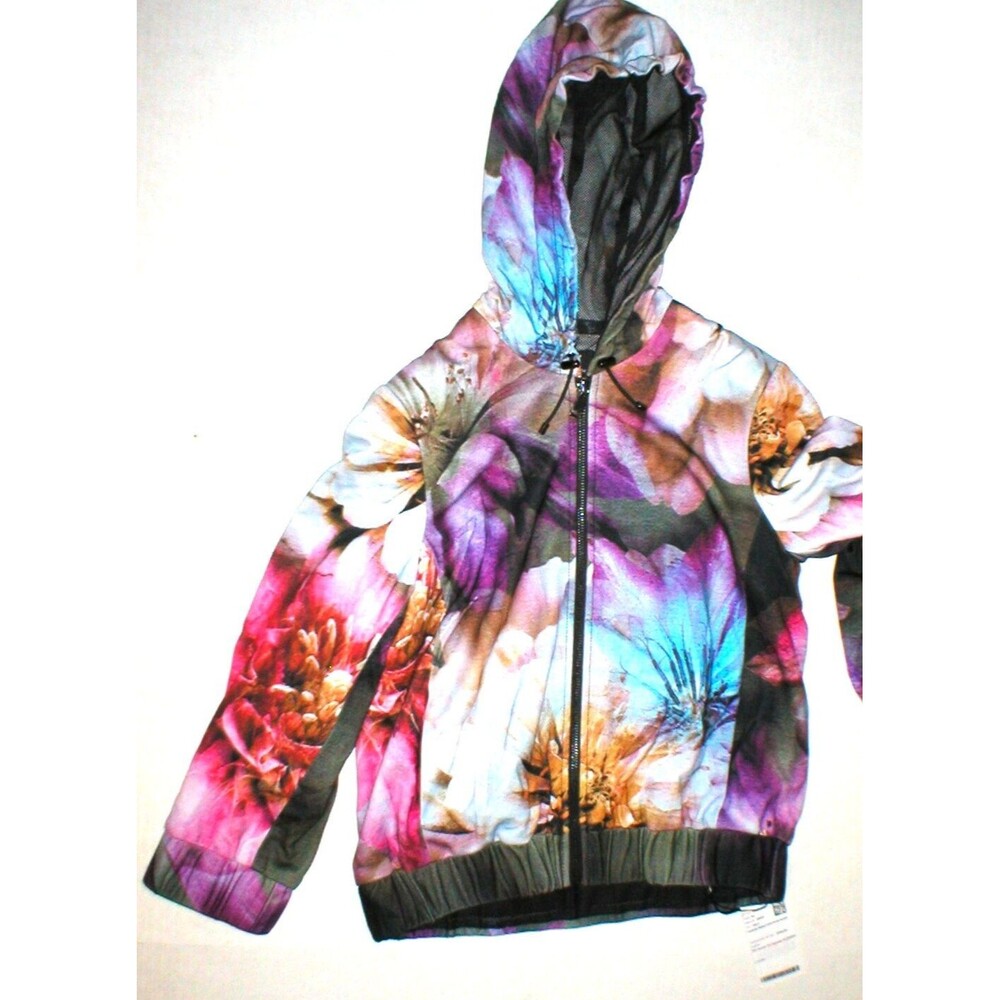 NWT $398 Womens 4 Designer Worth New York Jacket Hoodie Purple Blue Flowers Pin